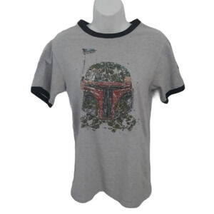 Star Wars Boba Fet Mask T-shirt,  Gray, S